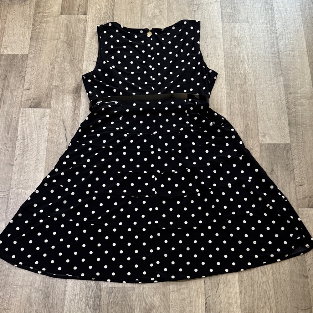 Tommy Hilfiger size 12 Black Polka Dot Dress with matching belt. - Picture 6 of 6